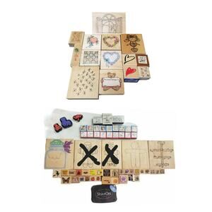 Wood Block Rubber Stamp Collection  Scrap Book Crafting Cards Holiday LOT of 70